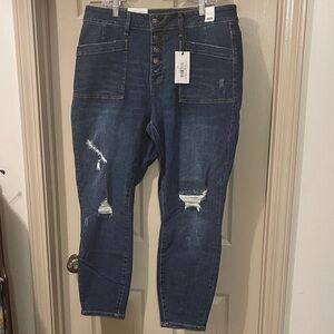 NWT Judy Blue High Waist Skinny Fit Dark Wash Button-Fly Jeans, 20W